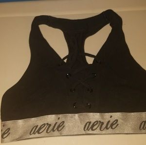 Aerie black lace up bralette